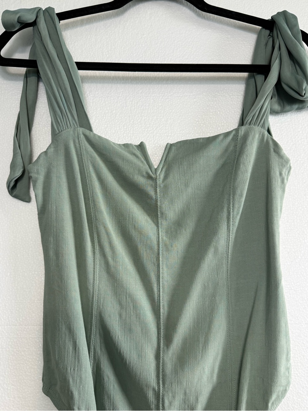 Free People Lola Bodysuit Shoulder Tie Sea Mist Green Corset Bustier NWT Size S - Picture 5 of 16